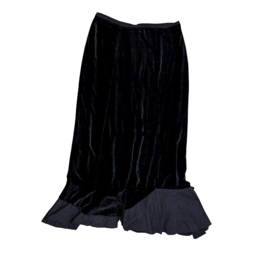 NWT Cynthia Ashby Lagenlook Velvet Asymmetrical Ruffle Hem Skirt